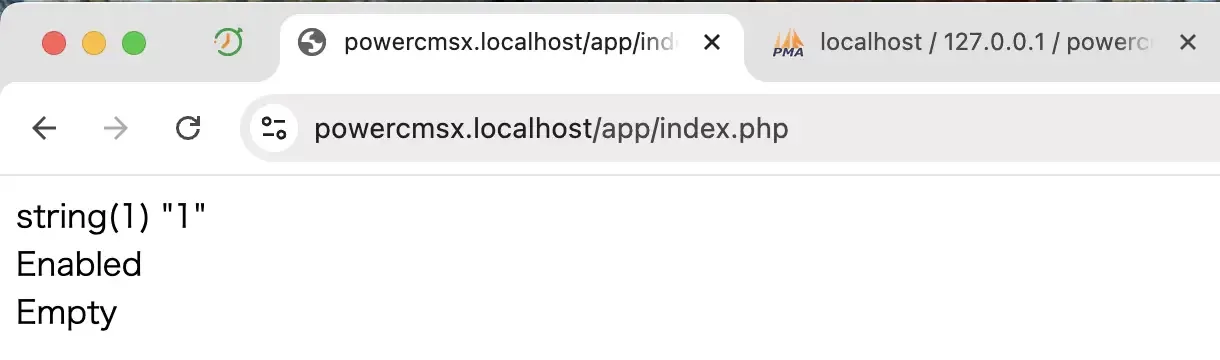 画面キャプチャ:テストコードの処理結果をブラウザに表示した様子